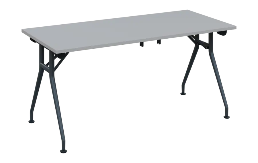 SLV 160 lak skládací jednací stůl 1600x700x750 mm, deska 25 mm, podnož černý lak, deska šedá